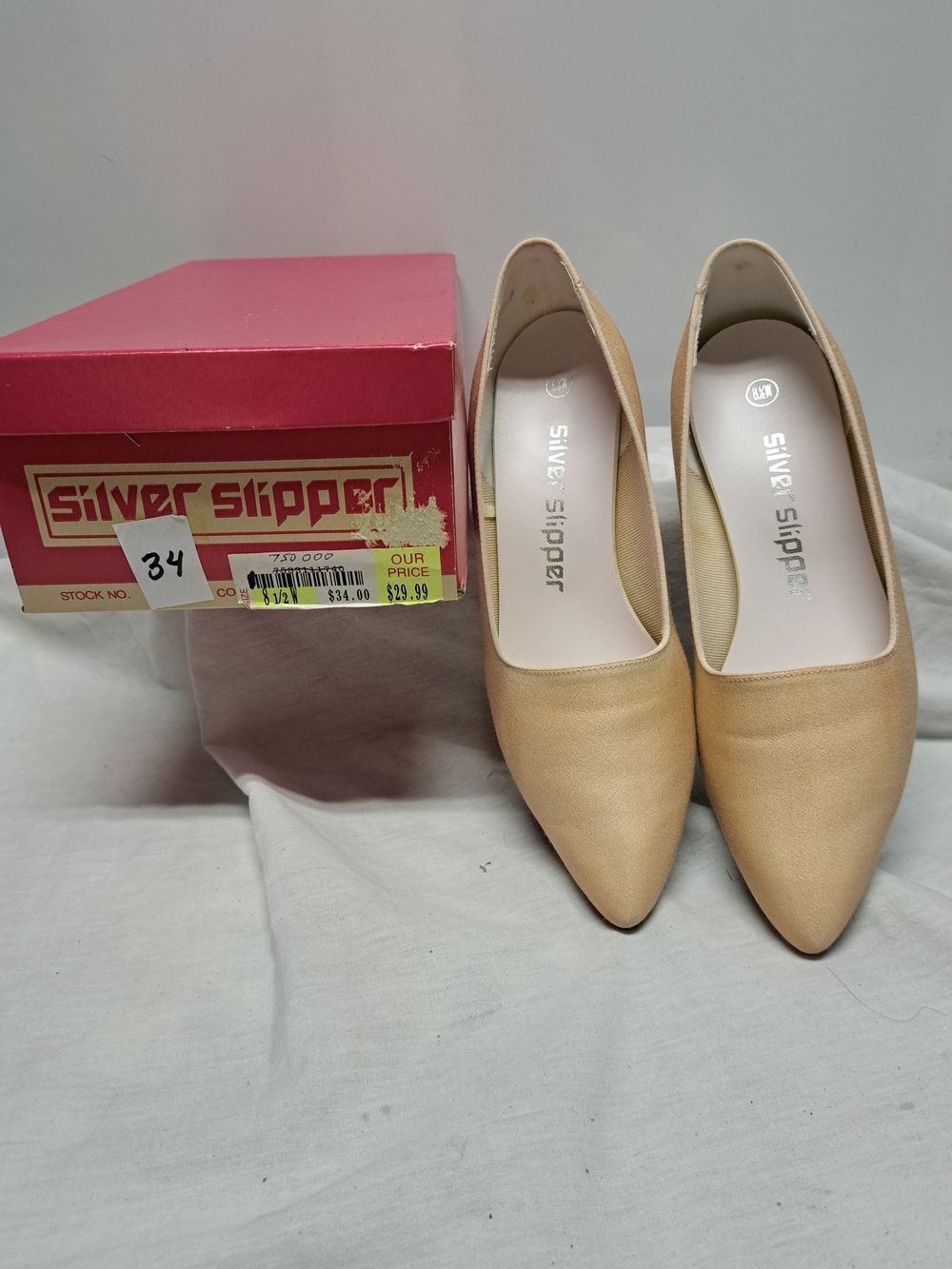 Silver Slipper Women's Beige Pointed Toe Heels
